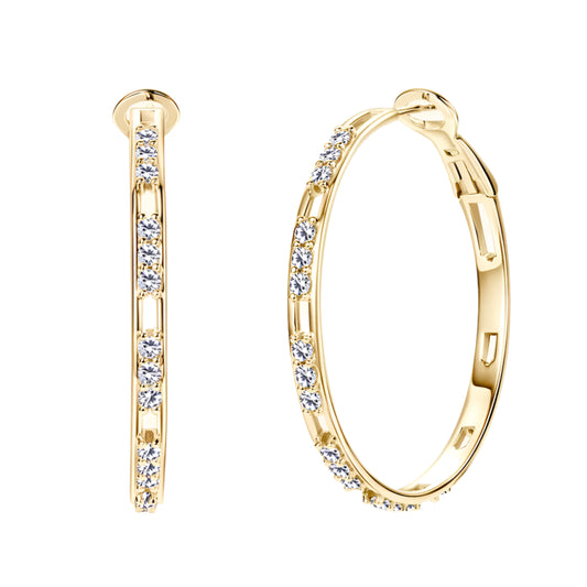 18K YELLOW GOLD PLATED VVS1 DIAMOND MOISSANITE - LUNAR HOOPS EARRINGS