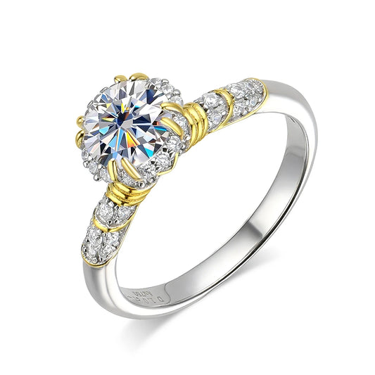 18K WHITE GOLD PLATED VVS1 DIAMOND MOISSANITE - ROYAL GLOW RING