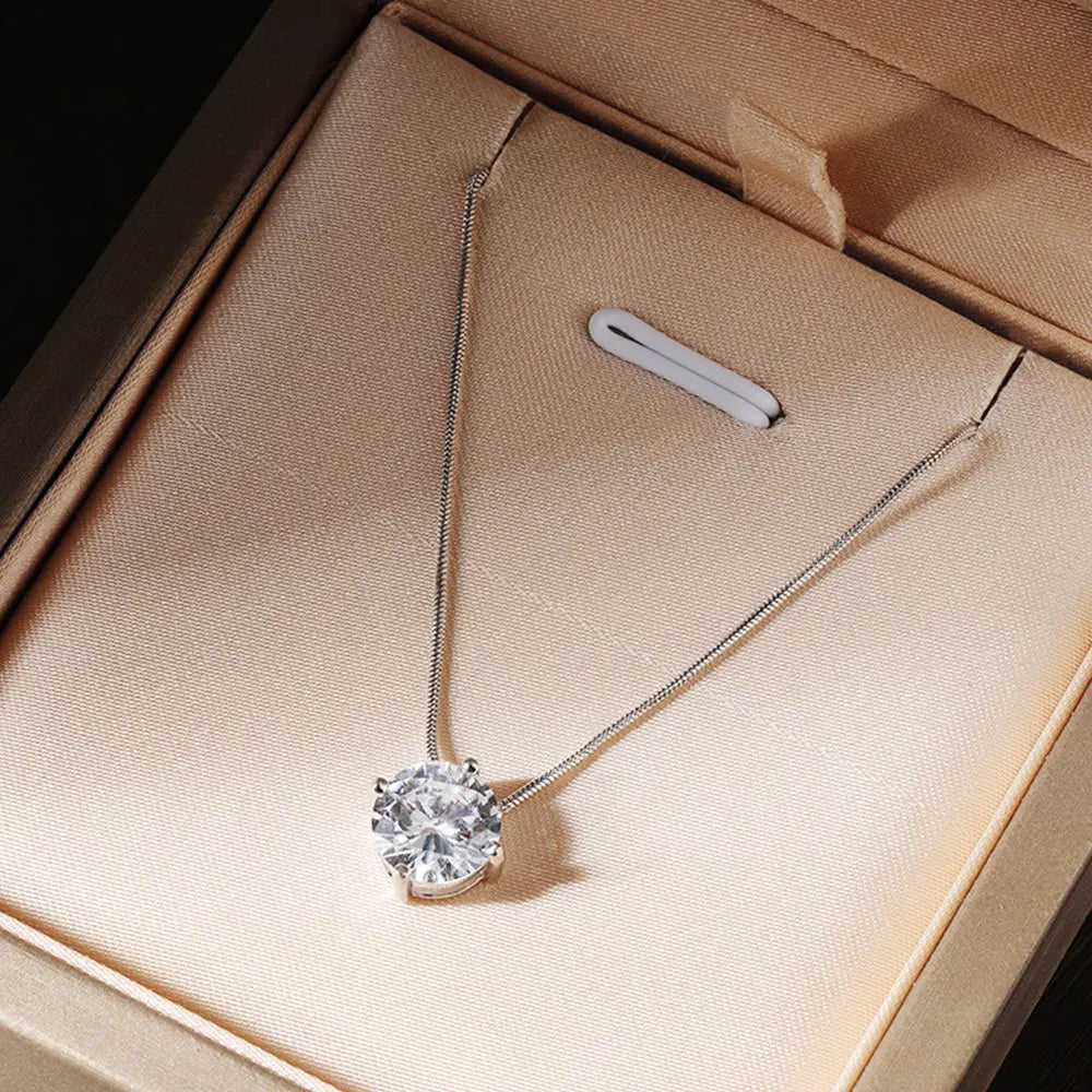 18K WHITE GOLD PLATED VVS1 MOISSANITE - SOLITAIRE GEM NECKLACE