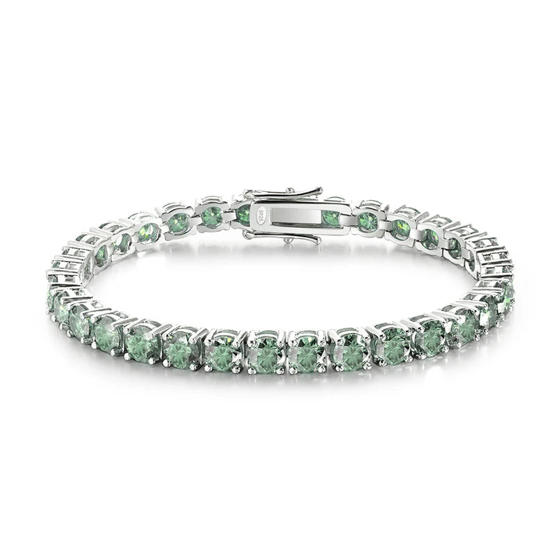 18K WHITE GOLD PLATED VVS1 GREEN MOISSANITE - GREEN II BRACELET