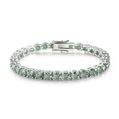 18K WHITE GOLD PLATED VVS1 GREEN MOISSANITE - GREEN II BRACELET