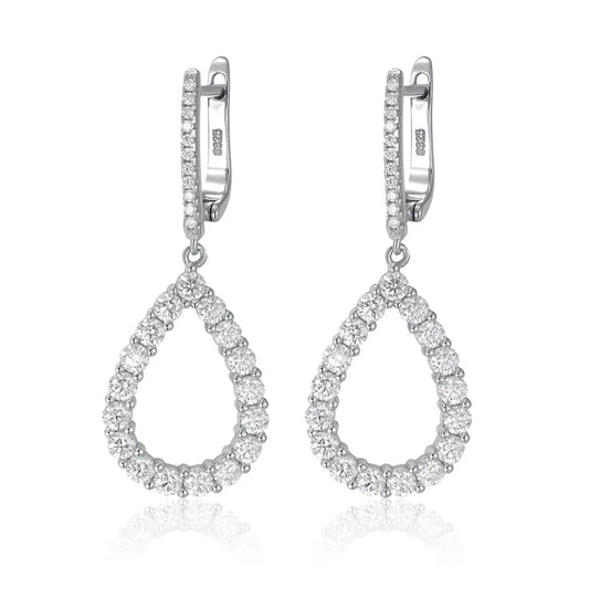 18K WHITE GOLD PLATED VVS1 DIAMOND MOISSANITE - PEAR EARRINGS