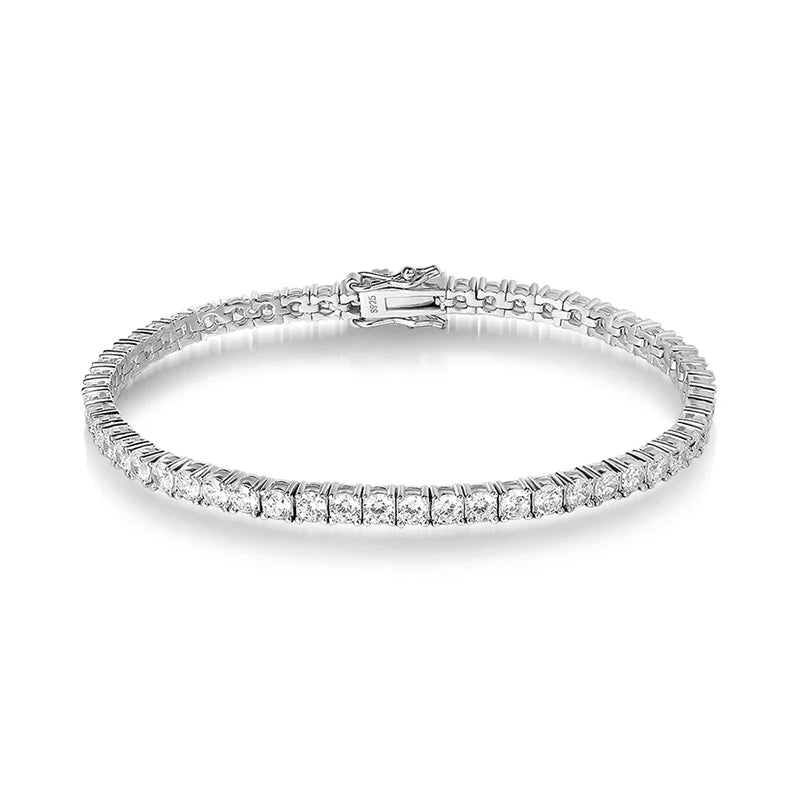 WHITE GOLD PLATED VVS1 DIAMOND MOISSANITE - 3MM RIVIERA BRACELET