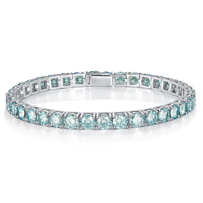 18K WHITE GOLD PLATED VVS1 DIAMOND MOISSANITE - GREEN BLUE BRACELET