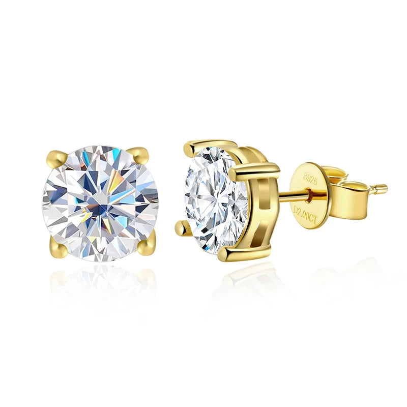 18K YELLOW GOLD PLATED VVS1 DIAMOND MOISSANITE - 2CT GOLD LUXE EARRINGS