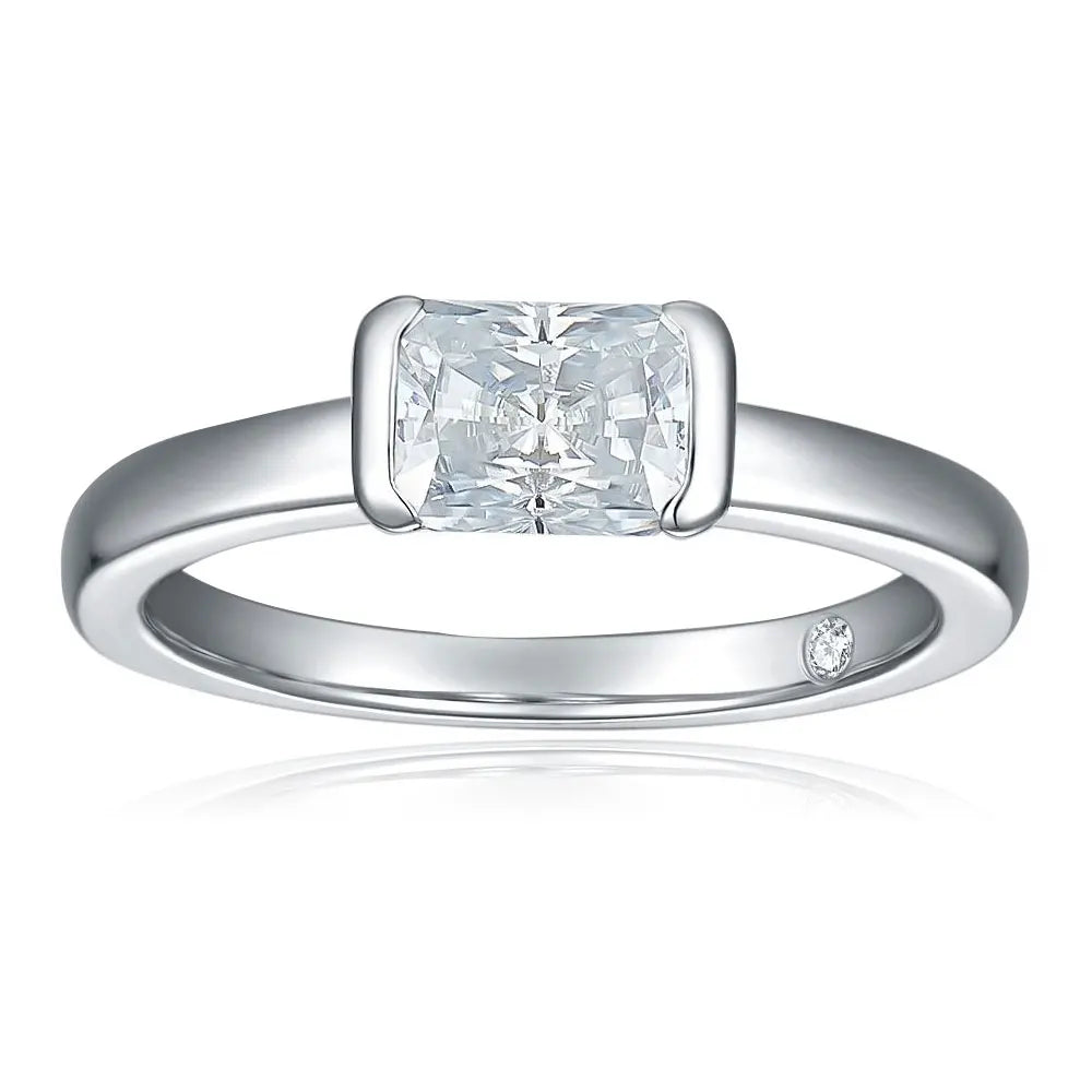 18K WHITE GOLD PLATED VVS1 DIAMOND MOISSANITE - SOLITAIRE RING