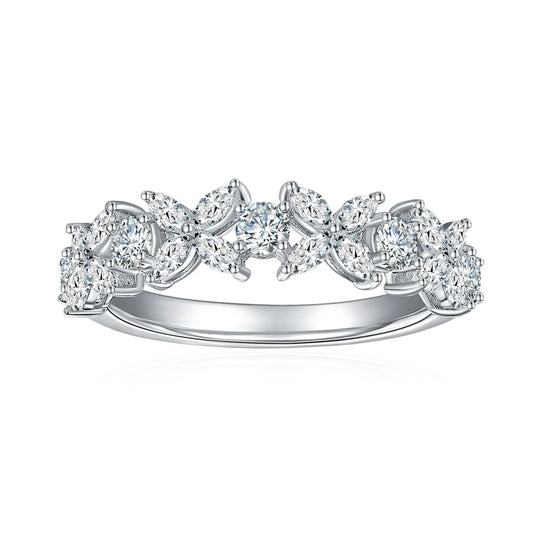 18K WHITE GOLD PLATED VVS1 DIAMOND MOISSANITE - MARQUISE ETERNITY RING