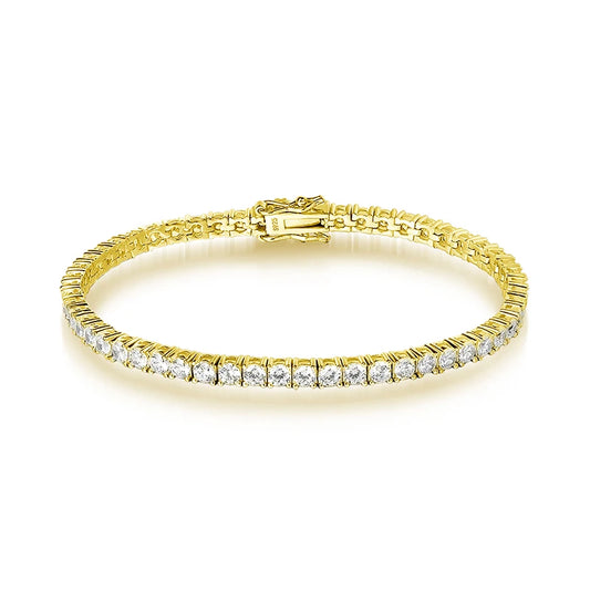 18K GOLD PLATED VVS1 DIAMOND MOISSANITE - 3MM RIVIERA BRACELET