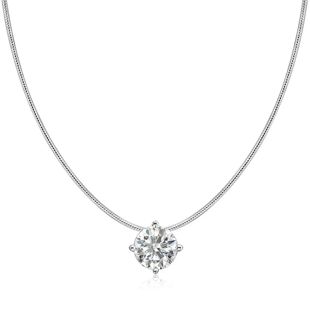 18K WHITE GOLD PLATED VVS1 MOISSANITE - SOLITAIRE GEM NECKLACE