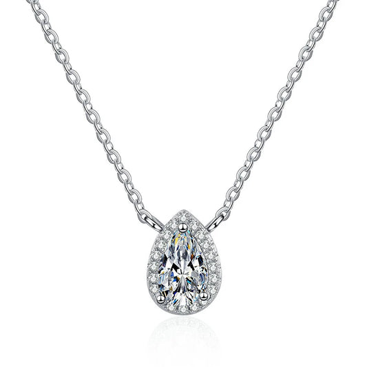 18K WHITE GOLD PLATED VVS1 DIAMOND MOISSANITE - OVAL NECKLACE