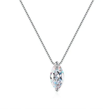 18K WHITE GOLD PLATED 1CT VVS1 DIAMOND MOISSANITE - MARQUISE NECKLACE