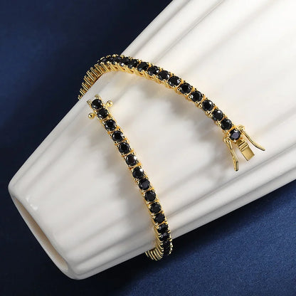 18K GOLD PLATED RIVIERA BLACK MOISSANITE - MIDNIGHT BRACELET