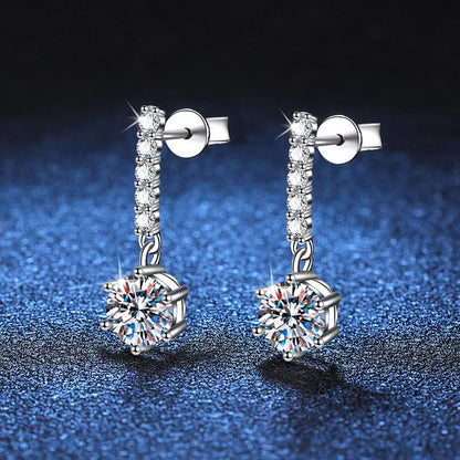 18K WHITE GOLD PLATED VVS1 DIAMOND MOISSANITE - DIAMOND GLOW EARRINGS