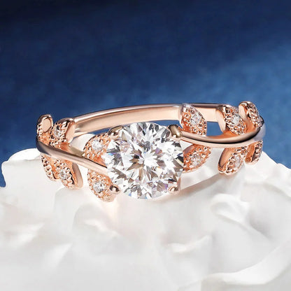 18K ROSE GOLD PLATED VVS1 DIAMOND MOISSANITE - FLOWERS D RING