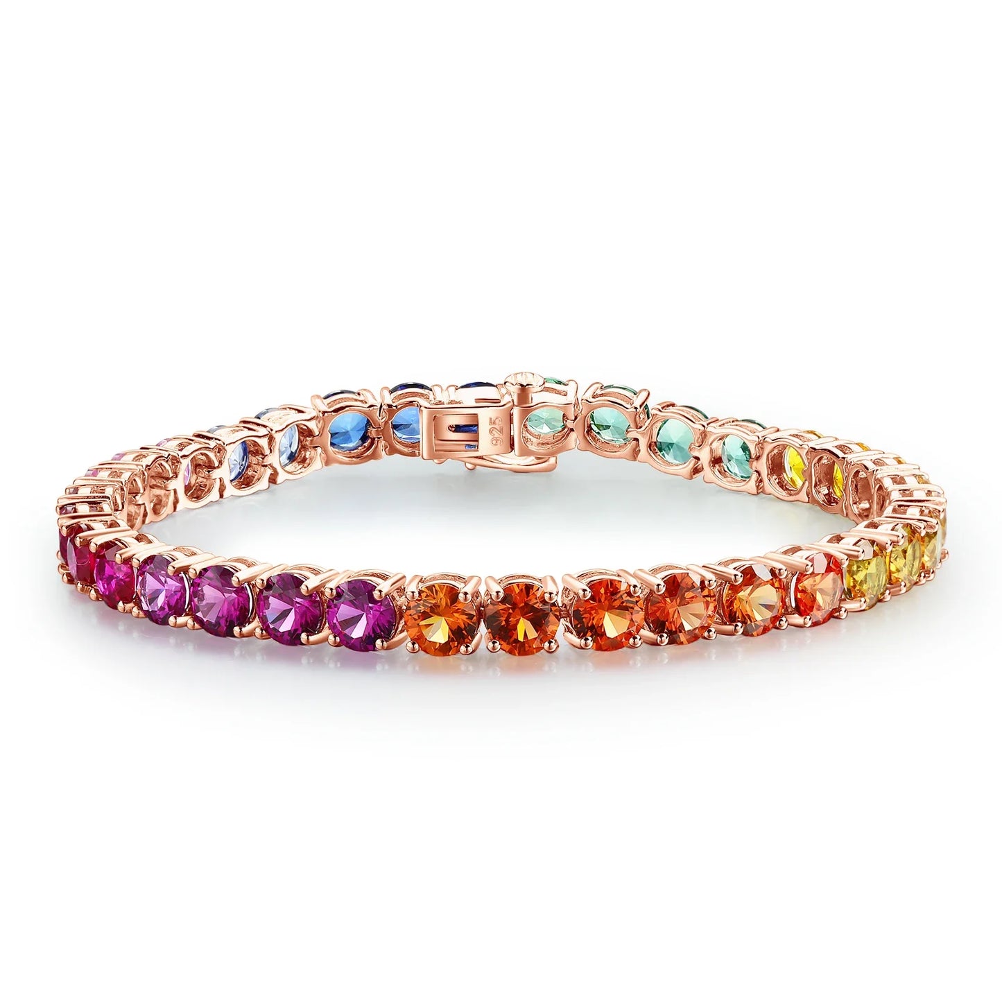 18K WHITE GOLD PLATED RAINBOW GEMSTONE - RAINBOW BRACELET