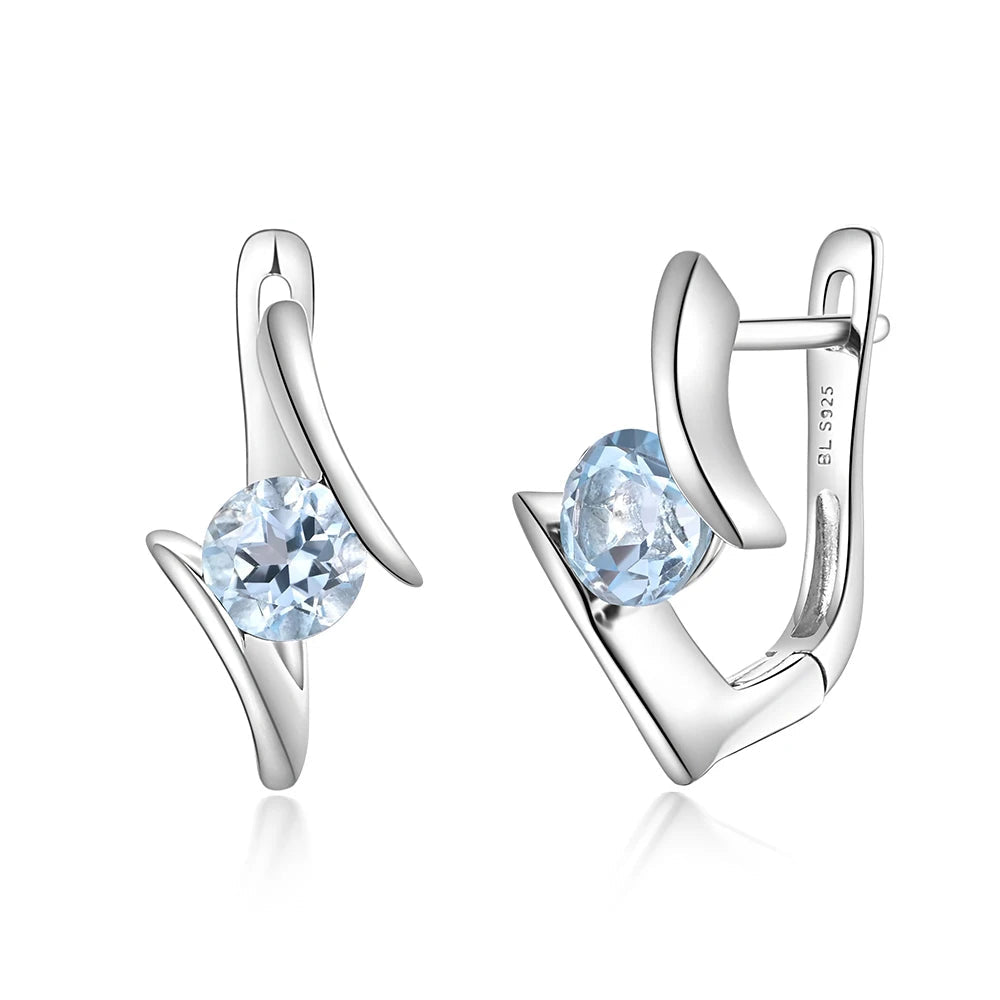 18K WHITE GOLD PLATED SKY BLUE TOPAZ - STYLISH EARRINGS