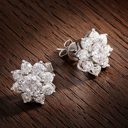 18K WHITE GOLD PLATED VVS1 DIAMOND MOISSANITE - BLOSSOM EARRINGS