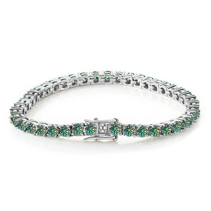 18K WHITE GOLD PLATED VVS1 MOISSANITE - BLUE GREEN II BRACELET