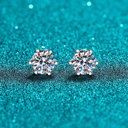 18K WHITE GOLD PLATED VVS1 DIAMOND MOISSANITE - D SOLITAIRE EARRINGS