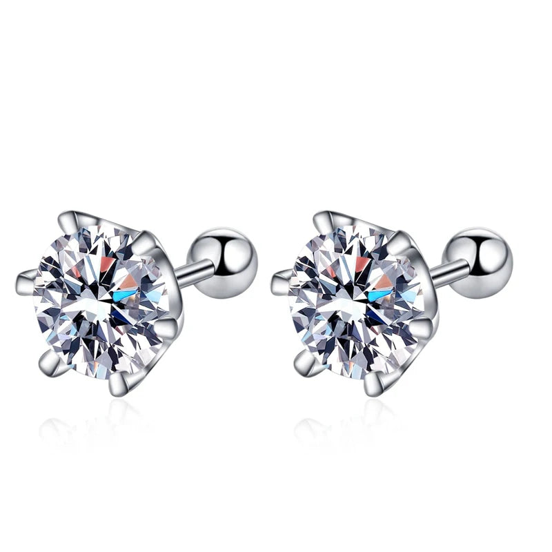 18K WHITE GOLD PLATED VVS1 DIAMOND MOISSANITE - D SOLITAIRE EARRINGS