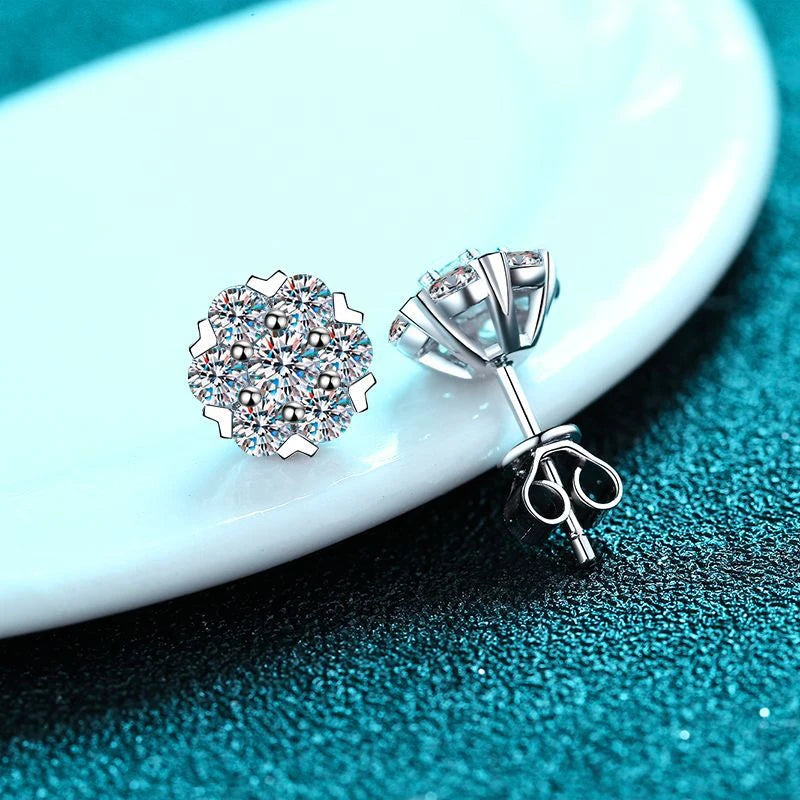 18K WHITE GOLD PLATED VVS1 DIAMOND MOISSANITE - NEBULA SPARK EARRINGS